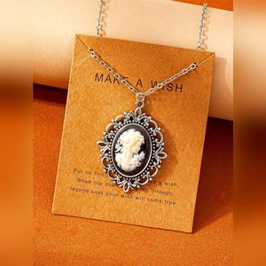 Romantic Victorian Inspired Ivory & Black Cameo Necklace